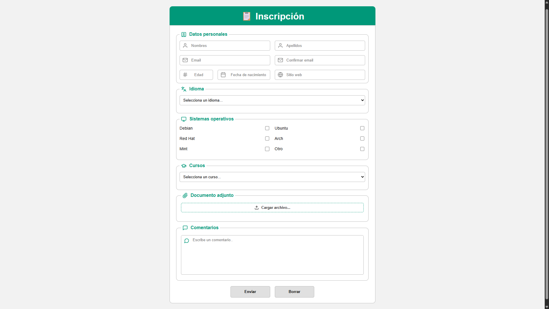 Interacciones y validaciones iniciales